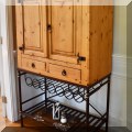 F17. Pine bar on stand. 61"h x 36"w x 18"d 